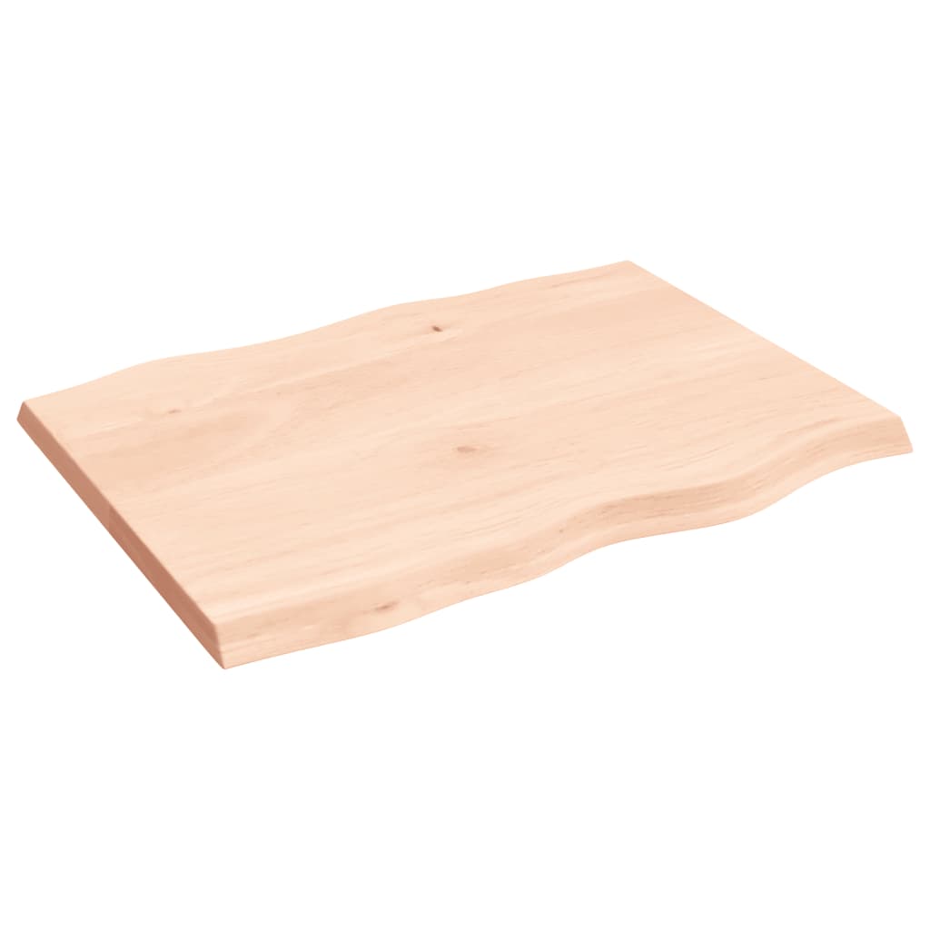 Table Top Untreated Solid Wood Oak Live Edge Natural Depth 60 cm 80 cm 4 cm