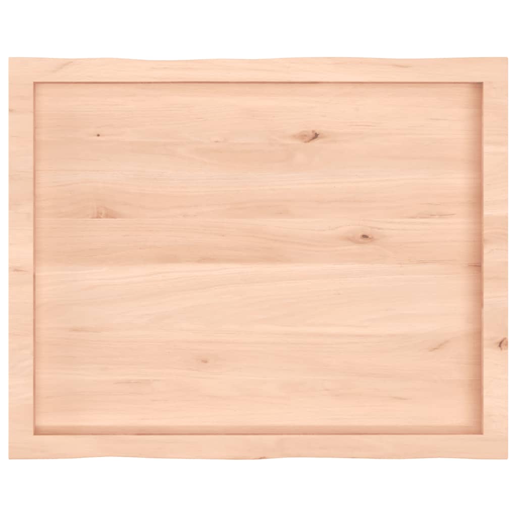 Table Top Untreated Solid Wood Oak Live Edge Natural Depth 60 cm 80 cm 4 cm