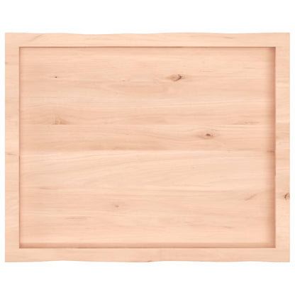 Table Top Untreated Solid Wood Oak Live Edge Natural Depth 60 cm 80 cm 4 cm