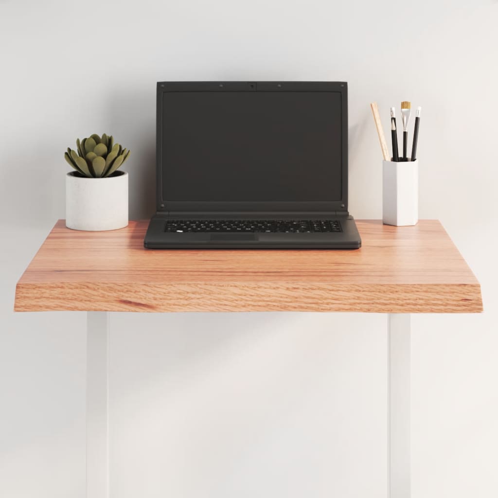 Table Top Solid Wood Oak Live Edge Light Brown Depth 40 cm 60 cm 4 cm