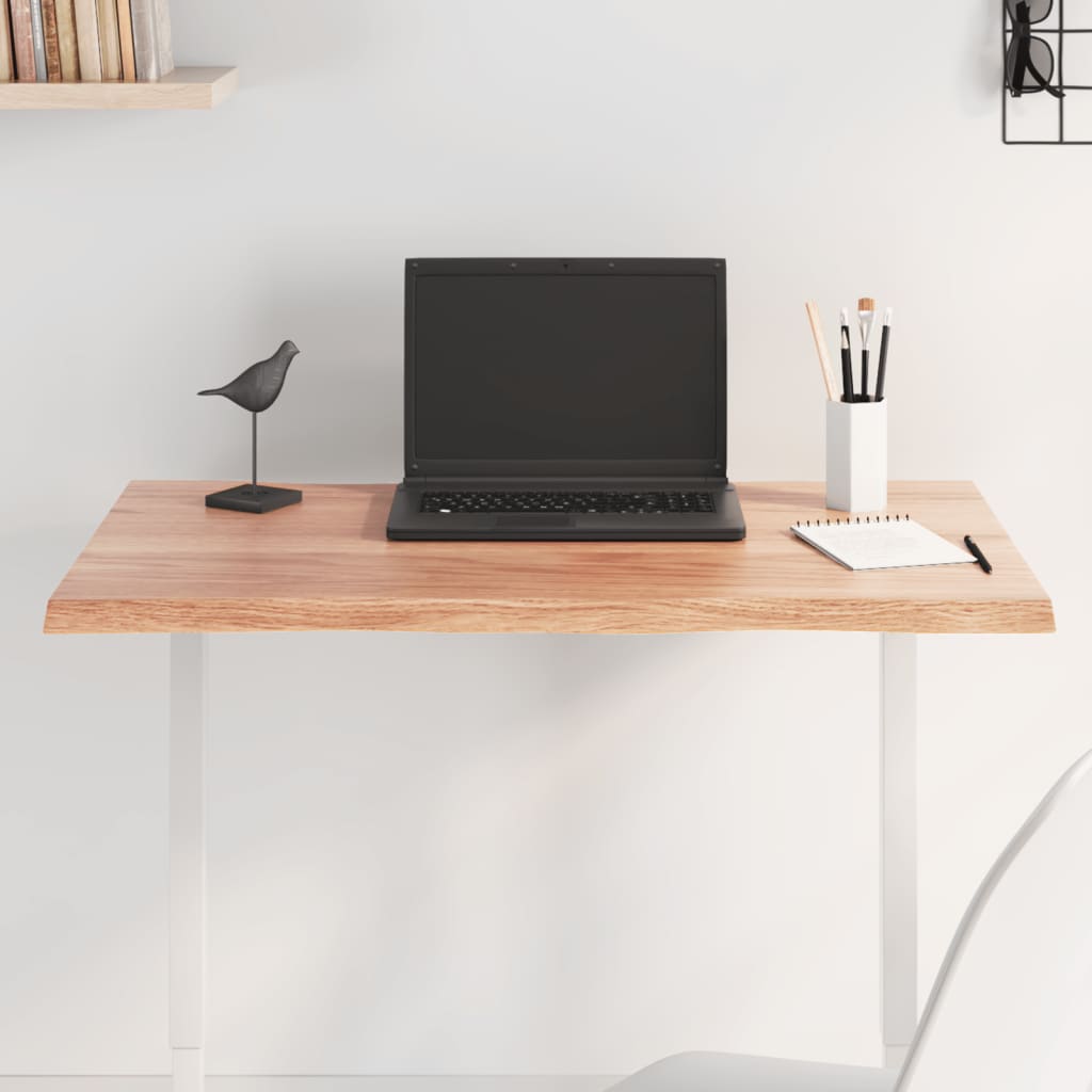 Table Top Solid Wood Oak Live Edge Light Brown Depth 40 cm 80 cm 2 cm