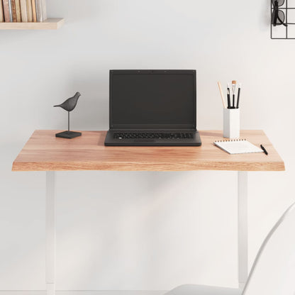 Table Top Solid Wood Oak Live Edge Light Brown Depth 40 cm 80 cm 2 cm