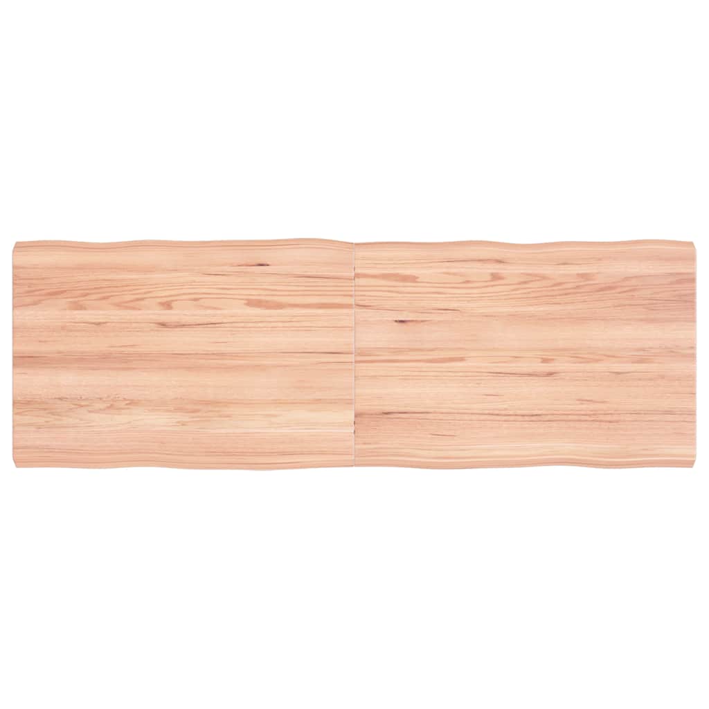 Table Top Solid Wood Oak Live Edge Light Brown Depth 40 cm 120 cm 4 cm