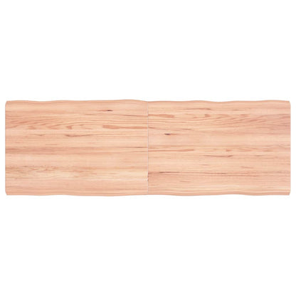 Table Top Solid Wood Oak Live Edge Light Brown Depth 40 cm 120 cm 4 cm