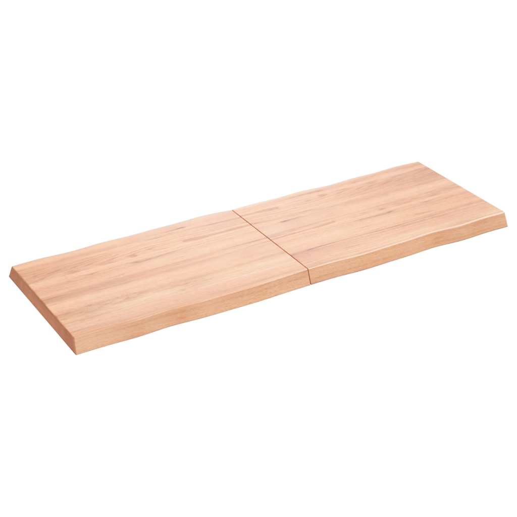 Table Top Solid Wood Oak Live Edge Light Brown Depth 40 cm 120 cm 4 cm