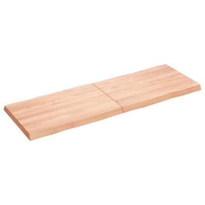 Table Top Solid Wood Oak Live Edge Light Brown Depth 40 cm 120 cm 4 cm