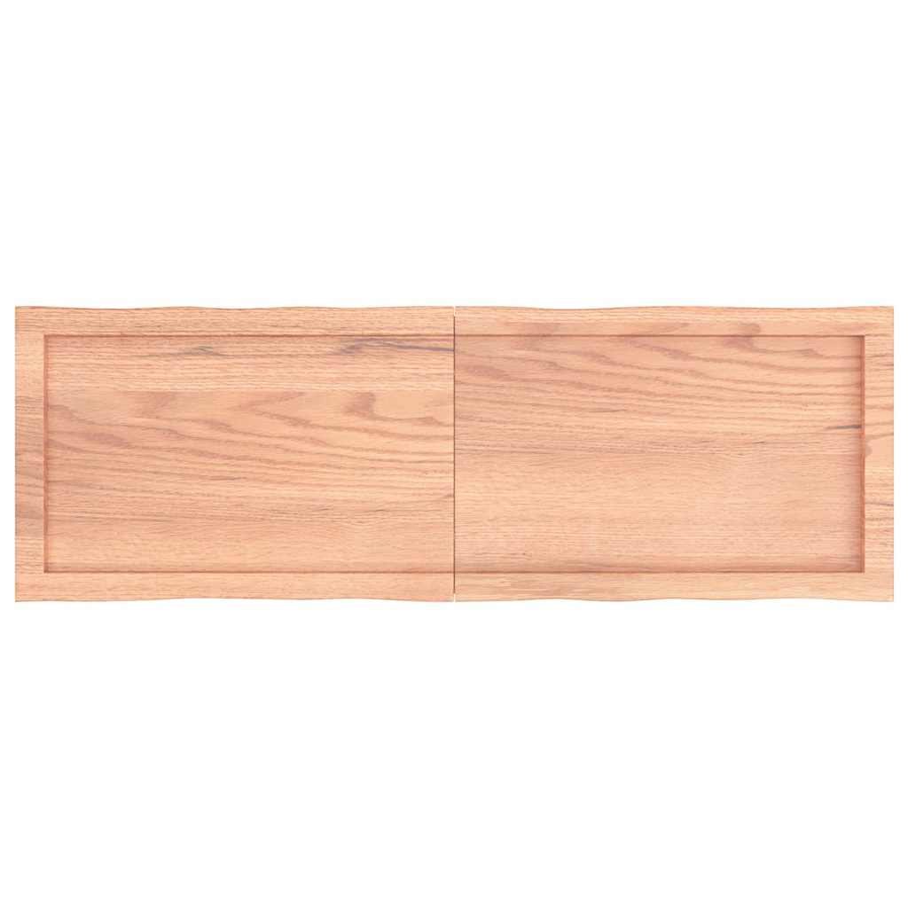 Table Top Solid Wood Oak Live Edge Light Brown Depth 40 cm 120 cm 4 cm