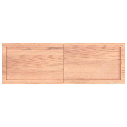 Table Top Solid Wood Oak Live Edge Light Brown Depth 40 cm 120 cm 4 cm