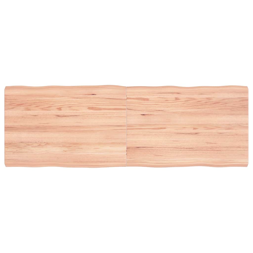 Table Top Solid Wood Oak Live Edge Light Brown Depth 40 cm 120 cm 4 cm