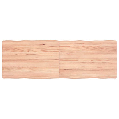 Table Top Solid Wood Oak Live Edge Light Brown Depth 40 cm 120 cm 4 cm