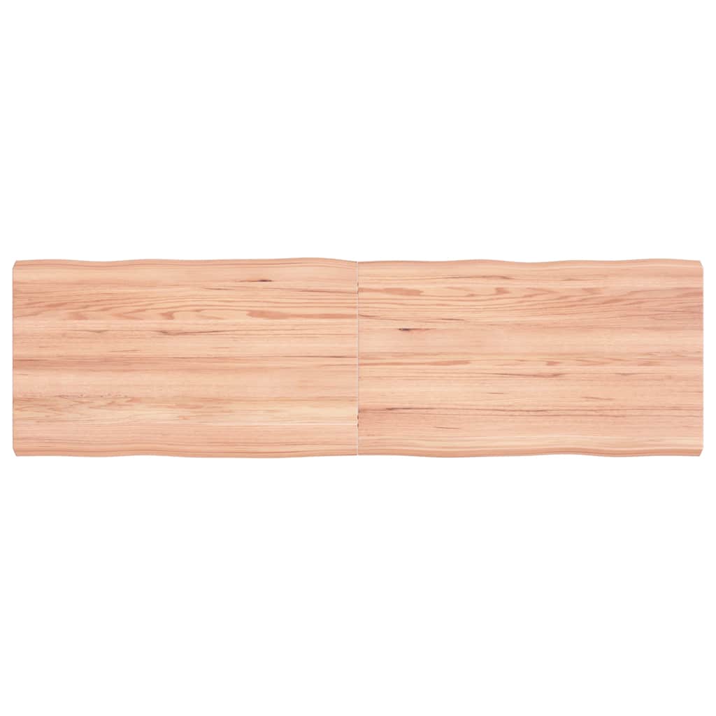 Table Top Solid Wood Oak Live Edge Light Brown Depth 40 cm 140 cm 4 cm