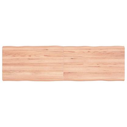 Table Top Solid Wood Oak Live Edge Light Brown Depth 40 cm 140 cm 4 cm