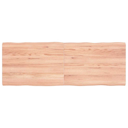 Table Top Solid Wood Oak Live Edge Light Brown Depth 50 cm 140 cm 4 cm