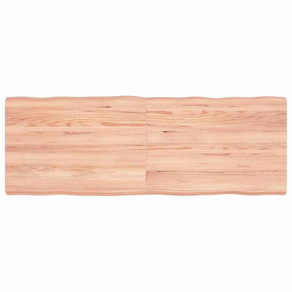 Table Top Solid Wood Oak Live Edge Light Brown Depth 50 cm 140 cm 6 cm