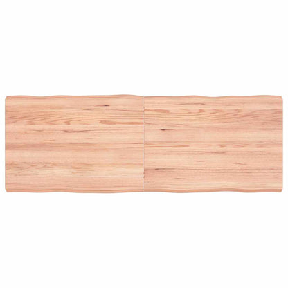 Table Top Solid Wood Oak Live Edge Light Brown Depth 50 cm 140 cm 6 cm