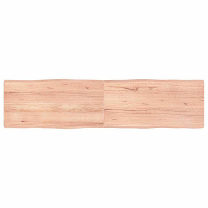 Table Top Solid Wood Oak Live Edge Light Brown Depth 40 cm 160 cm 4 cm