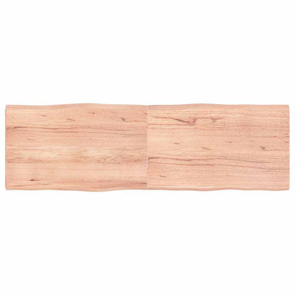 Table Top Solid Wood Oak Live Edge Light Brown Depth 50 cm 160 cm 4 cm