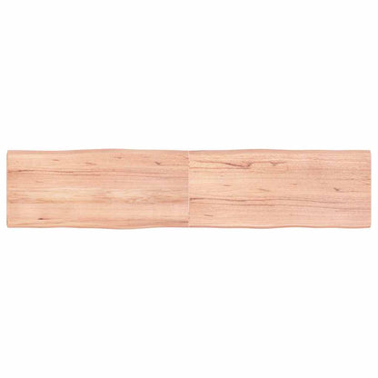 Table Top Solid Wood Oak Live Edge Light Brown Depth 40 cm 180 cm 4 cm