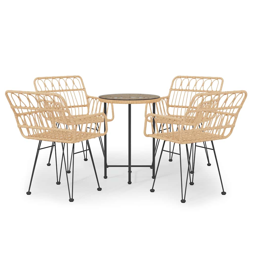 vidaXL 5 Piece Garden Dining Set Poly Rattan 2