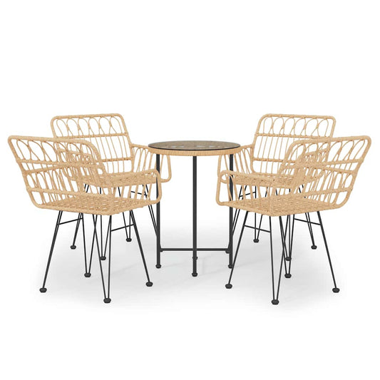 vidaXL 5 Piece Garden Dining Set Poly Rattan 2