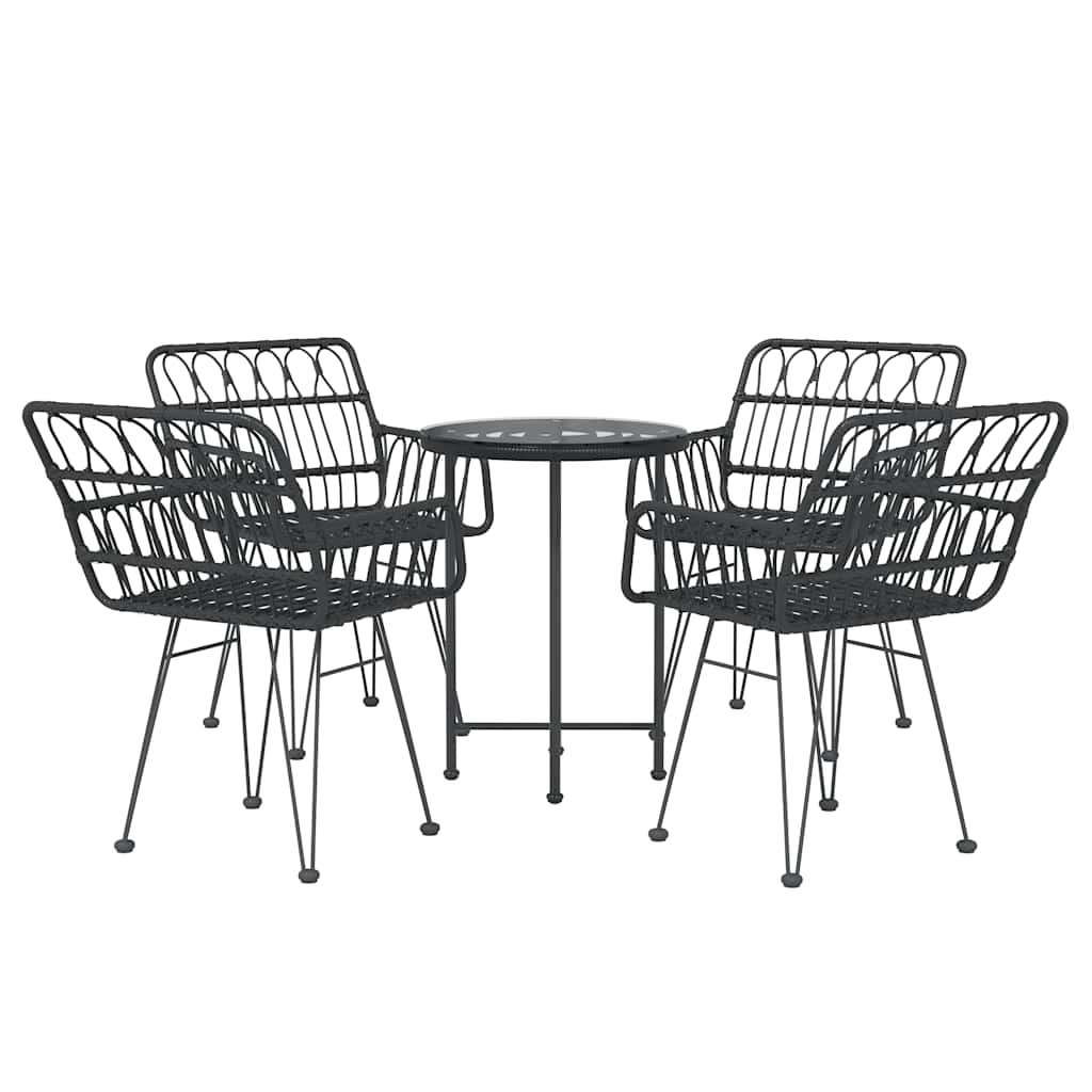 vidaXL 5 Piece Garden Dining Set Black Poly Rattan 3