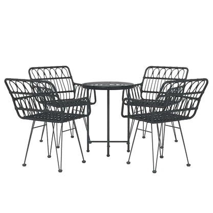 vidaXL 5 Piece Garden Dining Set Black Poly Rattan 3