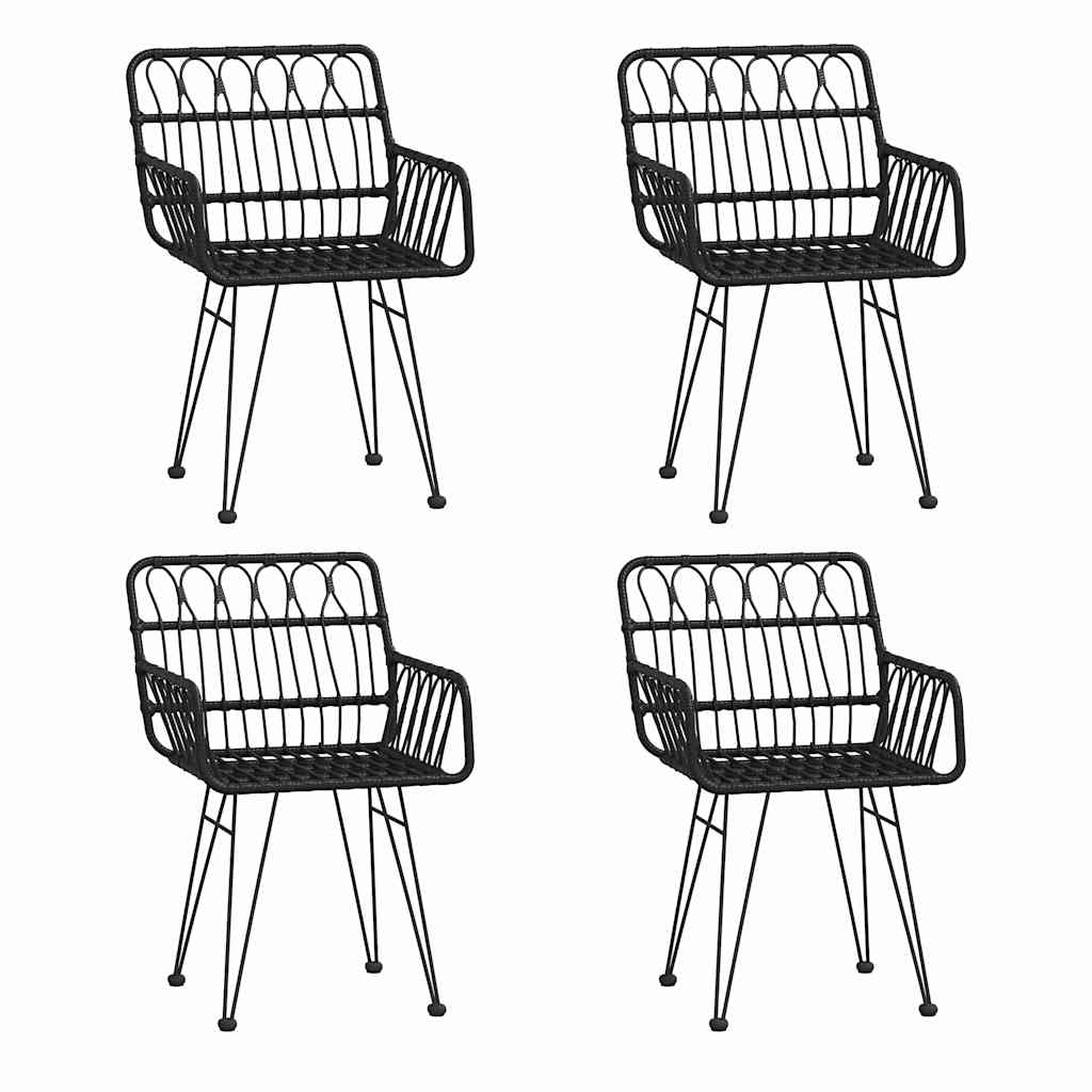 vidaXL 5 Piece Garden Dining Set Black Poly Rattan 4