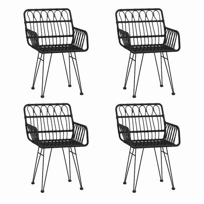 vidaXL 5 Piece Garden Dining Set Black Poly Rattan 4