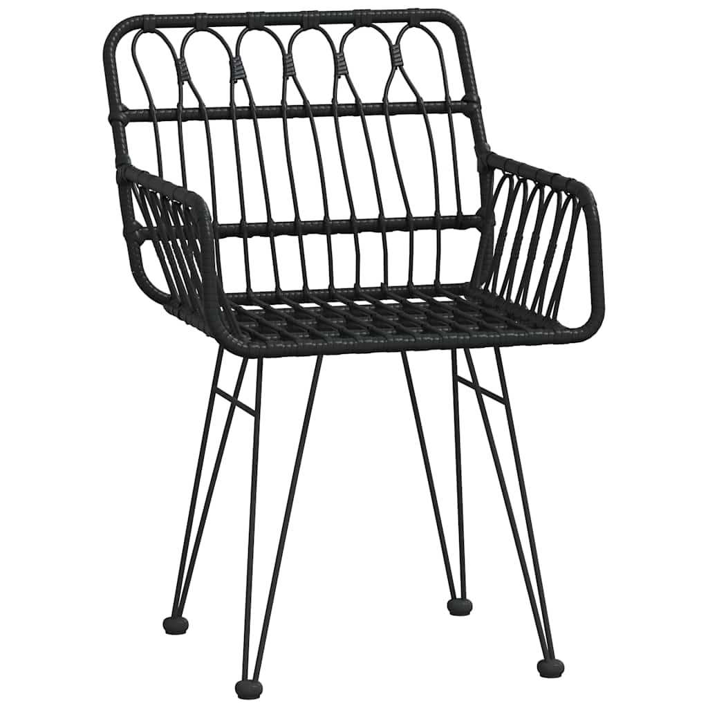vidaXL 5 Piece Garden Dining Set Black Poly Rattan 5