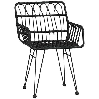 vidaXL 5 Piece Garden Dining Set Black Poly Rattan 5