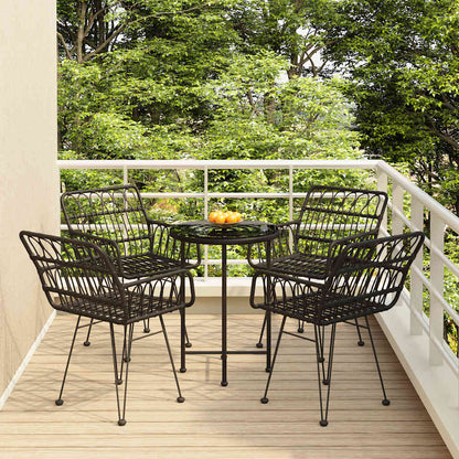 vidaXL 5 Piece Garden Dining Set Black Poly Rattan 1