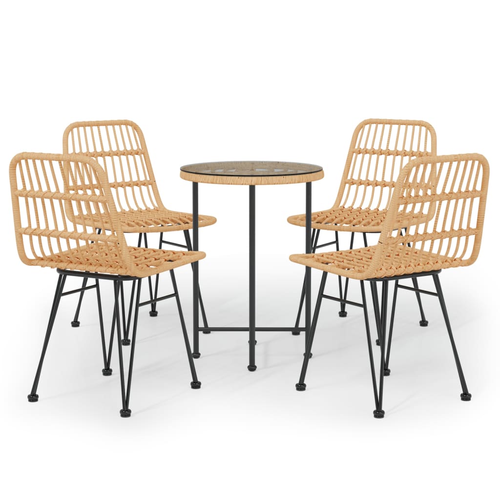 vidaXL 5 Piece Garden Dining Set Poly Rattan 2