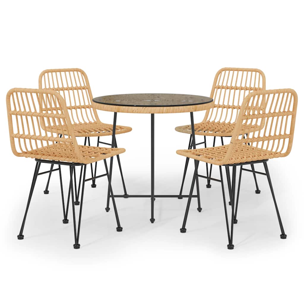 vidaXL 5 Piece Garden Dining Set Poly Rattan 2