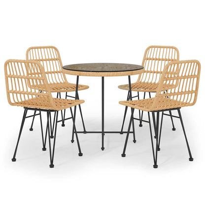 vidaXL 5 Piece Garden Dining Set Poly Rattan 2