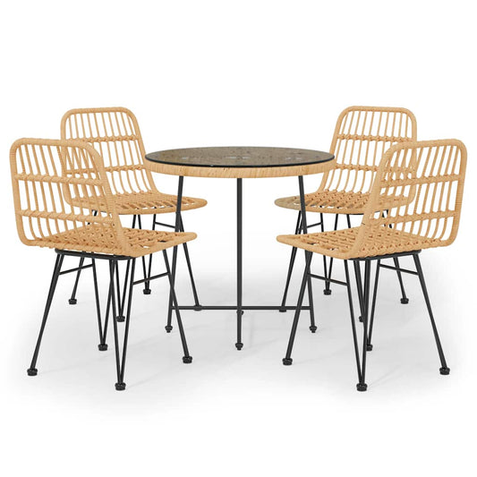 vidaXL 5 Piece Garden Dining Set Poly Rattan 2