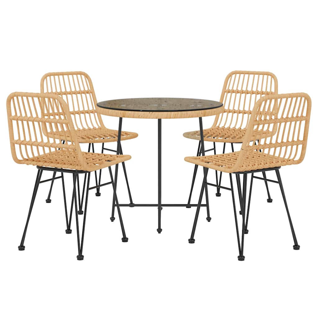 vidaXL 5 Piece Garden Dining Set Poly Rattan 3