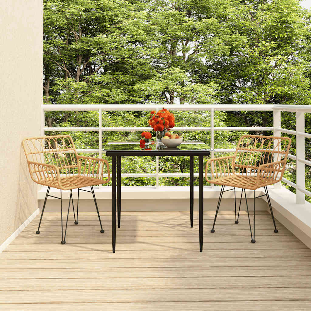 5 Piece Garden Dining Set Poly Rattan Brown 2