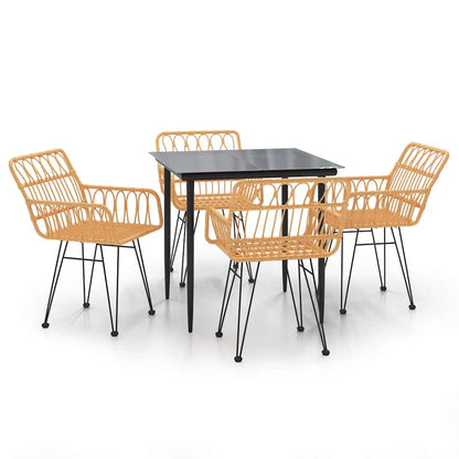 vidaXL 5 Piece Garden Dining Set Poly Rattan 2
