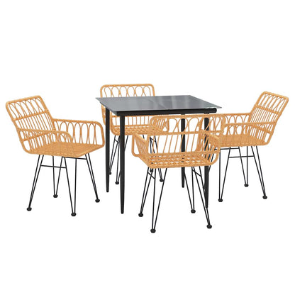 vidaXL 5 Piece Garden Dining Set Poly Rattan 3