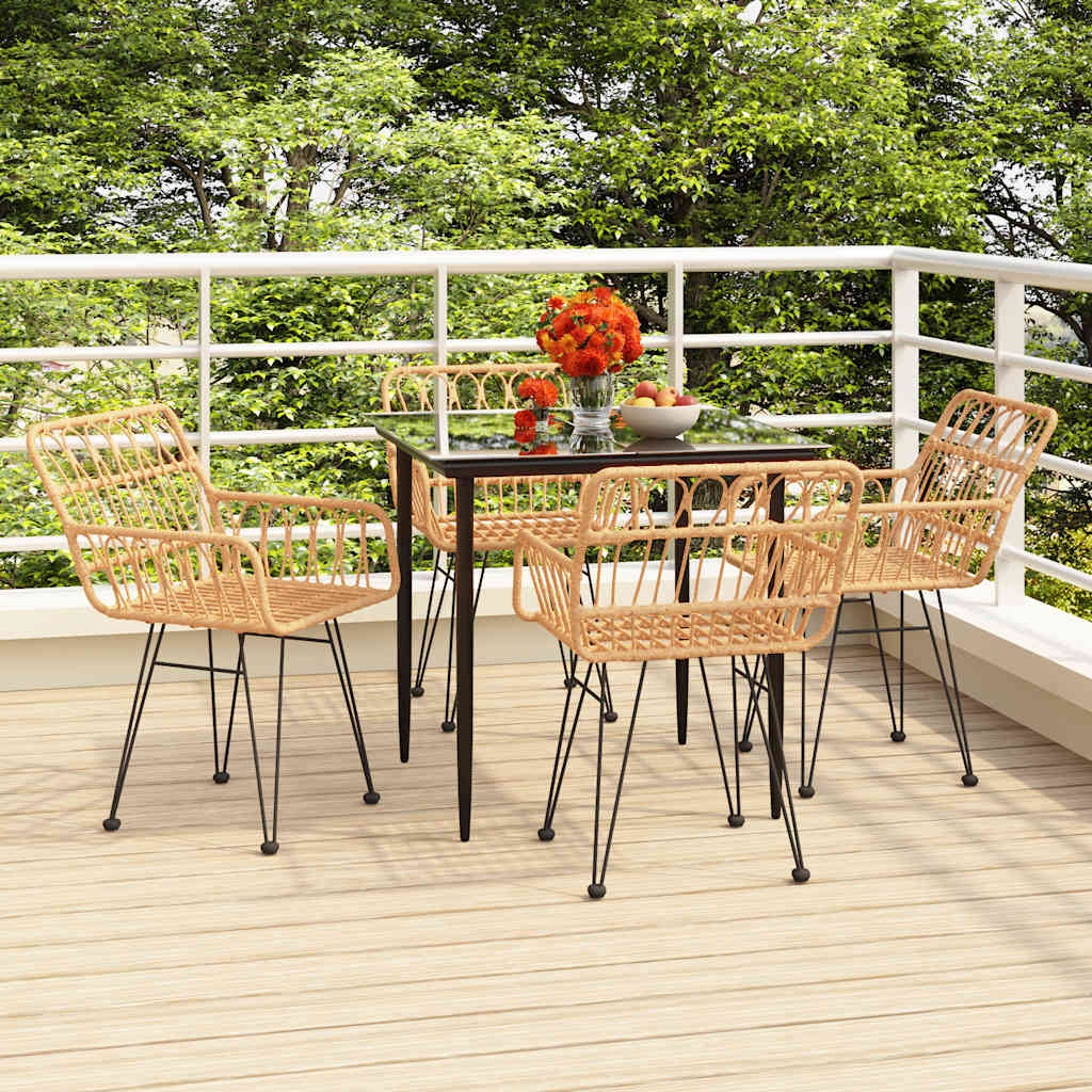 vidaXL 5 Piece Garden Dining Set Poly Rattan 1