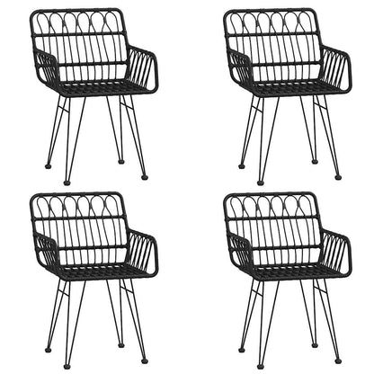 vidaXL 5 Piece Garden Dining Set Black Poly Rattan 4