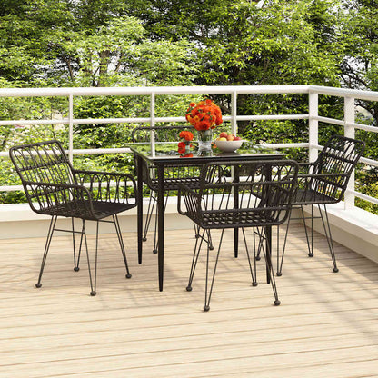 vidaXL 5 Piece Garden Dining Set Black Poly Rattan 1