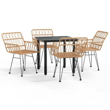 vidaXL 5 Piece Garden Dining Set Poly Rattan 2