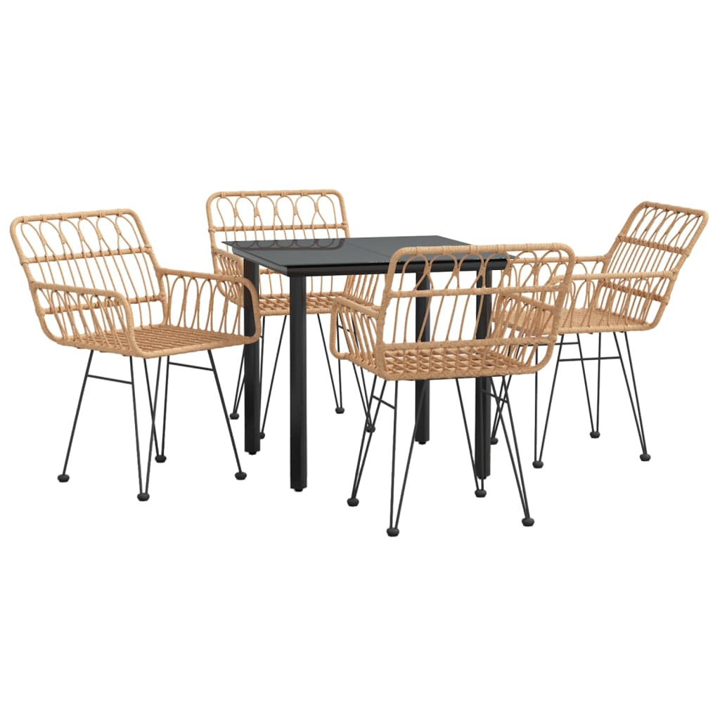 vidaXL 5 Piece Garden Dining Set Poly Rattan 3