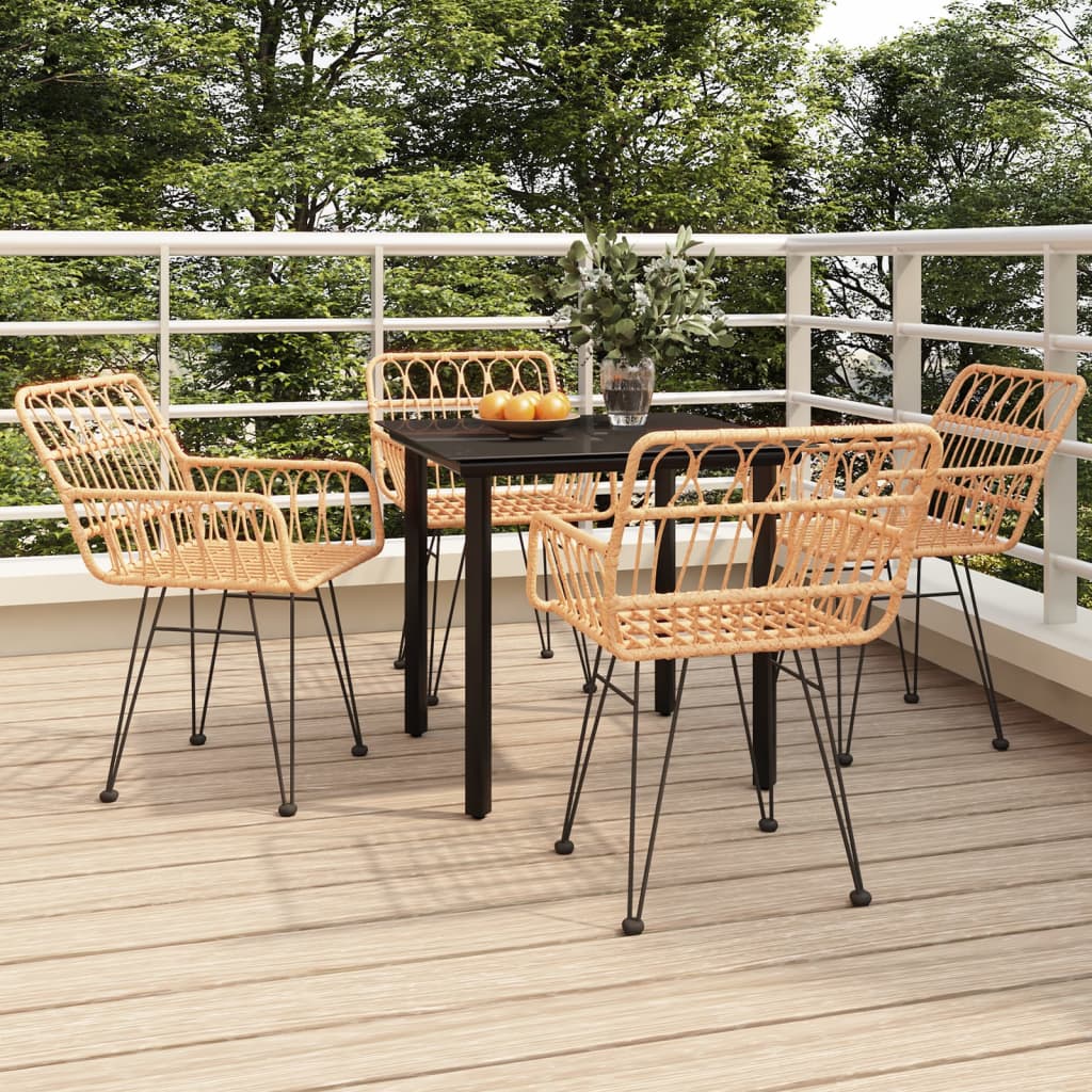 vidaXL 5 Piece Garden Dining Set Poly Rattan 1