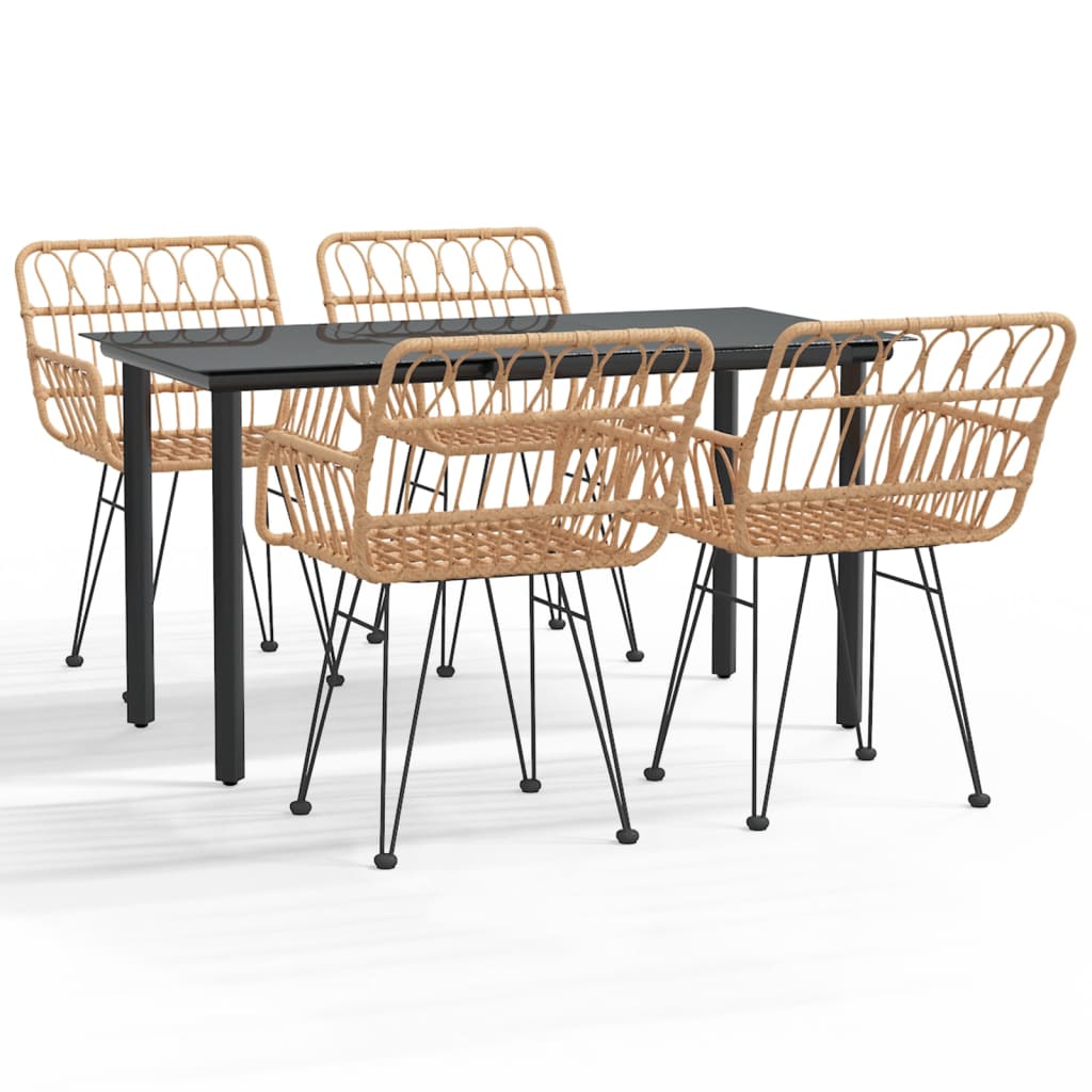 vidaXL 5 Piece Garden Dining Set Poly Rattan 2