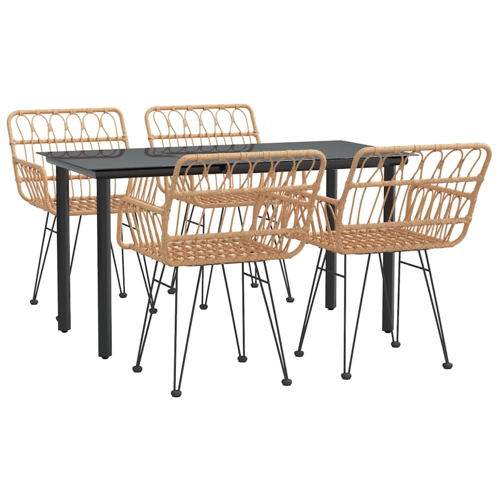 vidaXL 5 Piece Garden Dining Set Poly Rattan 3