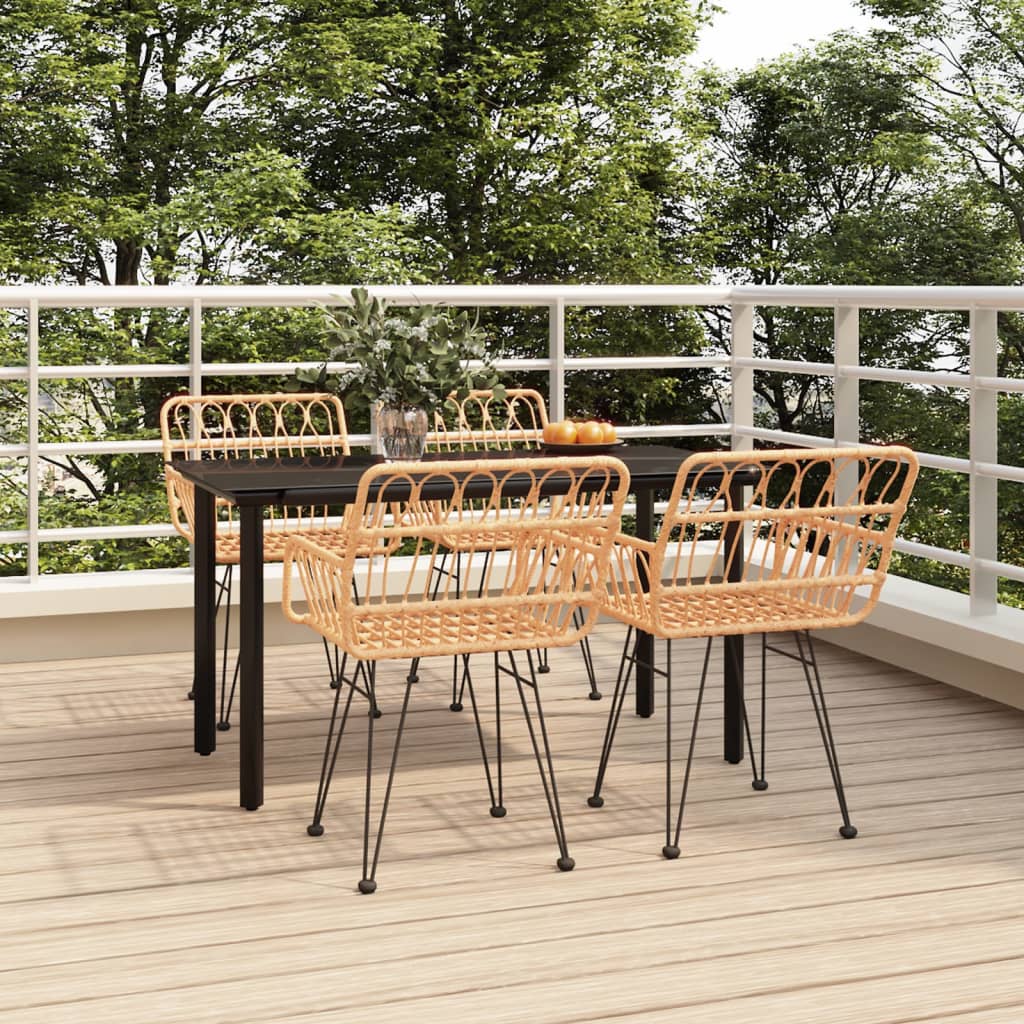 vidaXL 5 Piece Garden Dining Set Poly Rattan 1