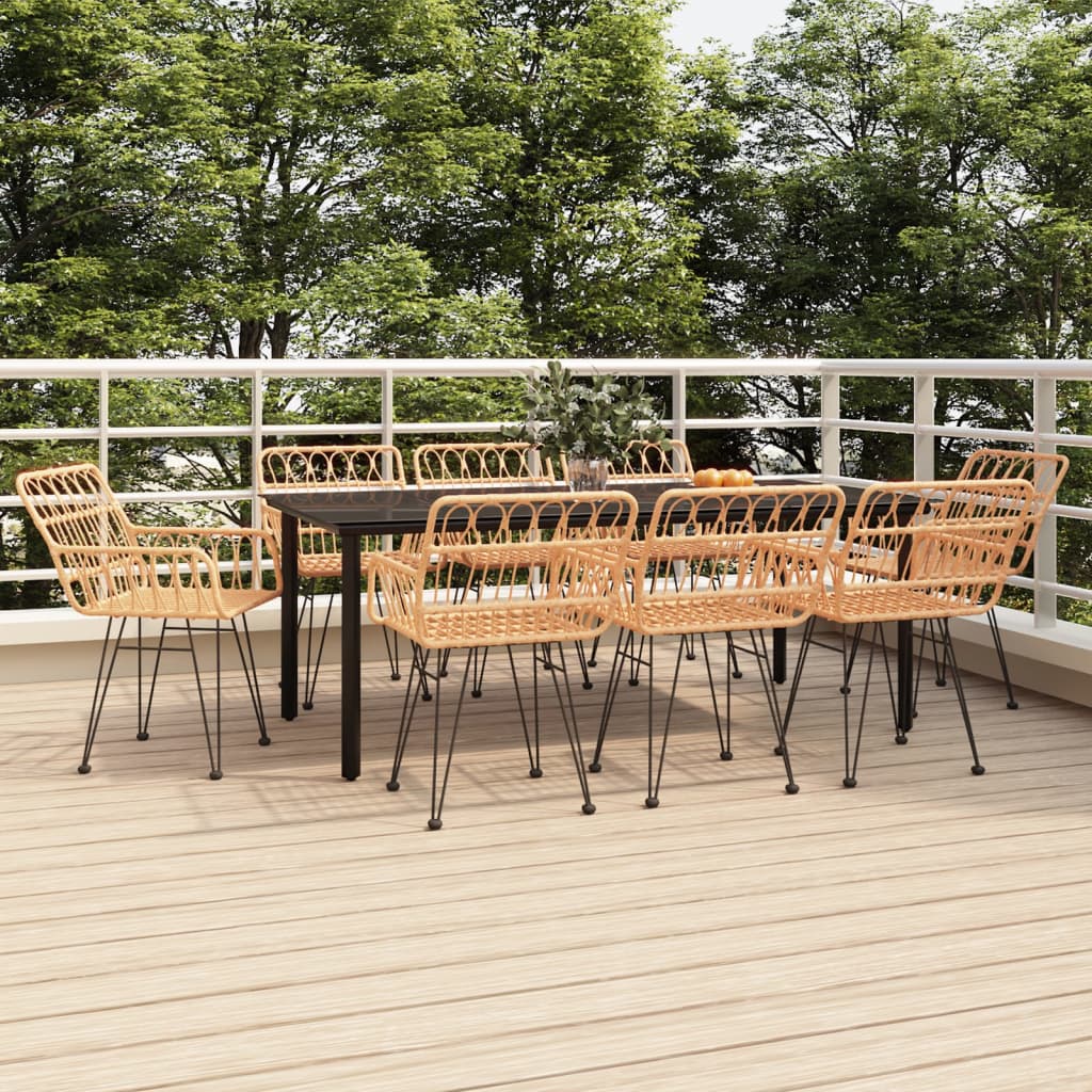 vidaXL 5 Piece Garden Dining Set Poly Rattan