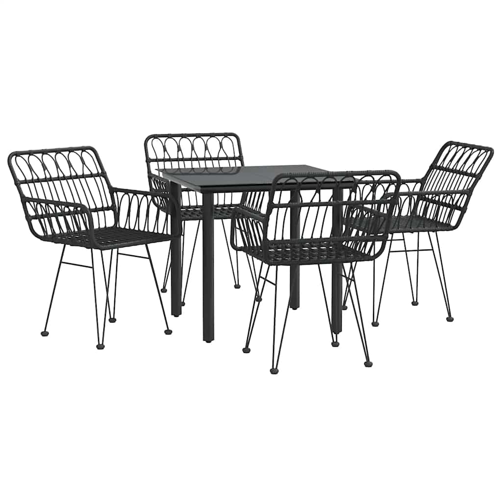 vidaXL 5 Piece Garden Dining Set Black Poly Rattan 3
